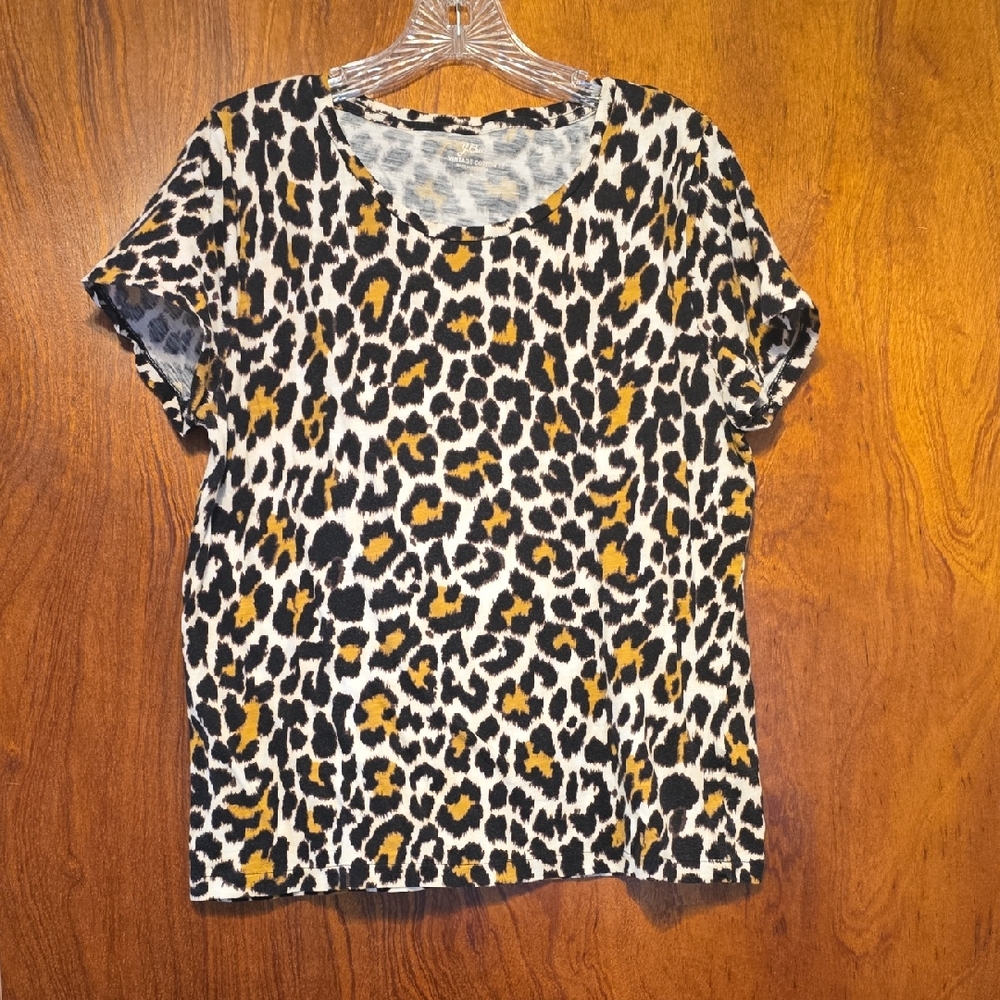 J. Crew Black and Yellow Leopard Print Short Sleeve Top